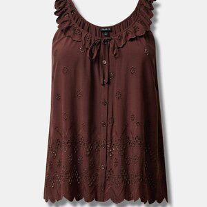 Eyelet Ruffle Tie Front Tank Top